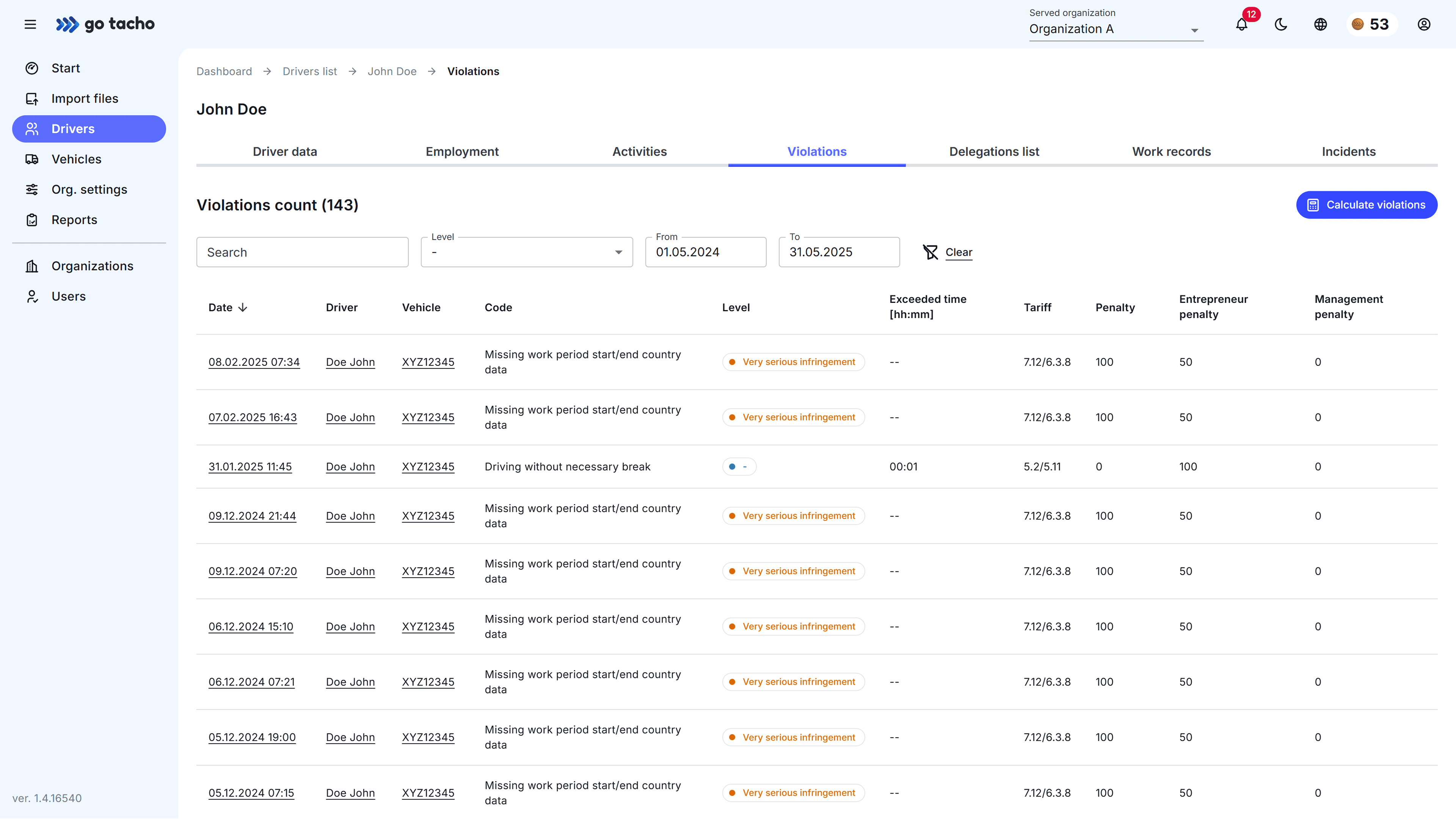 ViolationsScreenshot